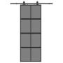 Puerta corredera con herrajes negro 76x205 cm vidrio templado en Puertas | Comprar online en Foru.es