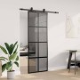 Puerta corredera con herrajes negro 76x205 cm vidrio templado en Puertas | Comprar online en Foru.es