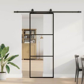 Puerta corredera con juego herrajes negro 76x205 cm ESG vidrio en Puertas | Comprar online en Foru.es