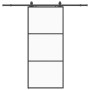 Puerta corredera con set herrajes negro 90x205 cm vidrio ESG en Puertas | Comprar online en Foru.es