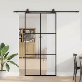 Puerta corredera con herrajes negro 102x205 cm ESG vidrio en Puertas | Comprar online en Foru.es