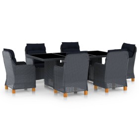 Set comedor jardín 7 pzas cojines ratán sintético gris oscuro en Conjuntos de jardín | Comprar online en Foru.es