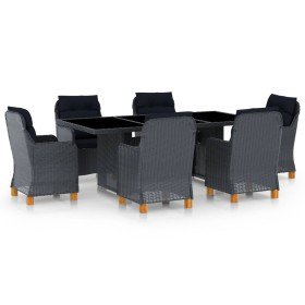 Set comedor jardín 7 pzas cojines ratán sintético gris oscuro en Conjuntos de jardín | Comprar online en Foru.es