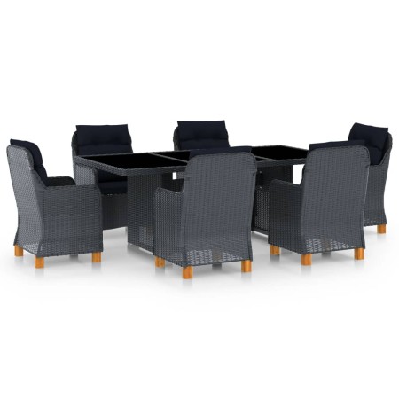 Set comedor jardín 7 pzas cojines ratán sintético gris oscuro en Conjuntos de jardín | Comprar online en Foru.es