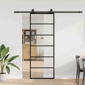 Puerta corredera con juego herrajes negro 76x205 cm ESG vidrio en Puertas | Comprar online en Foru.es