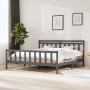 Estructura de cama de madera maciza gris 200x200 cm de vidaXL, Camas y somieres - Ref: Foro24-3100980, Precio: 166,59 €, Desc...