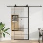 Puerta corredera con set herrajes negro 90x205 cm vidrio ESG en Puertas | Comprar online en Foru.es