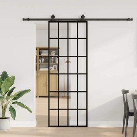 Puerta corredera con juego herrajes negro 76x205 cm ESG vidrio en Puertas | Comprar online en Foru.es