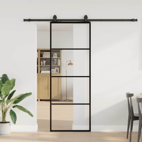 Puerta corredera con juego herrajes negro 76x205 cm ESG vidrio en Puertas | Comprar online en Foru.es