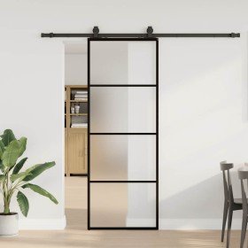 Puerta corredera con juego herrajes negro 76x205 cm ESG vidrio en Puertas | Comprar online en Foru.es