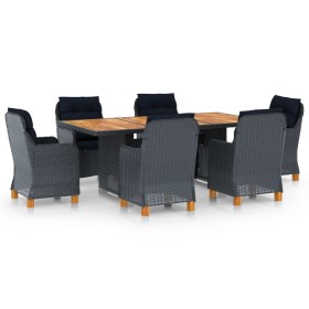 Set comedor jardín 7 pzas cojines ratán sintético gris oscuro en Conjuntos de jardín | Comprar online en Foru.es