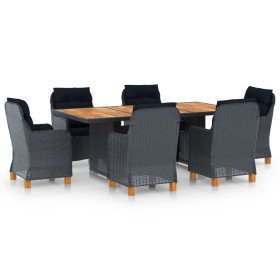 Set comedor jardín 7 pzas cojines ratán sintético gris oscuro en Conjuntos de jardín | Comprar online en Foru.es