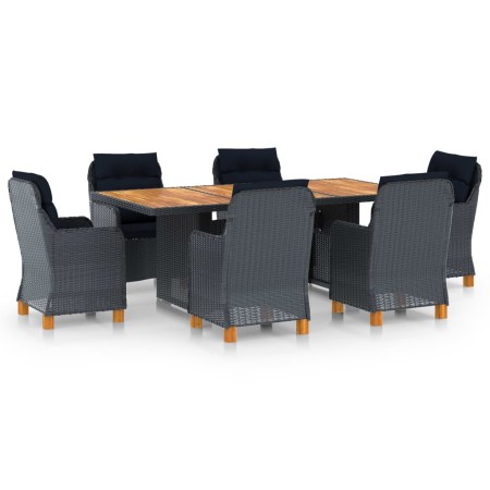 Set comedor jardín 7 pzas cojines ratán sintético gris oscuro en Conjuntos de jardín | Comprar online en Foru.es