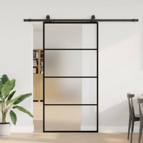 Puerta corredera set herrajes negra 102,5x205 cm ESG vidrio en Puertas | Comprar online en Foru.es
