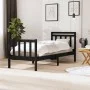 Estructura cama madera maciza individual negro 75x190 cm de vidaXL, Camas y somieres - Ref: Foro24-3100683, Precio: 121,71 €,...