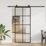 Puerta corredera con set herrajes negro 90x205 cm vidrio ESG en Puertas | Comprar online en Foru.es