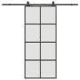 Puerta corredera con set herrajes negro 90x205 cm vidrio ESG en Puertas | Comprar online en Foru.es