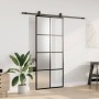 Puerta corredera con set herrajes negro 90x205 cm vidrio ESG en Puertas | Comprar online en Foru.es