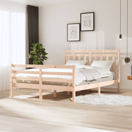 Estructura de cama de madera maciza 150x200 cm de vidaXL, Camas y somieres - Ref: Foro24-3100659, Precio: 146,13 €, Descuento: %