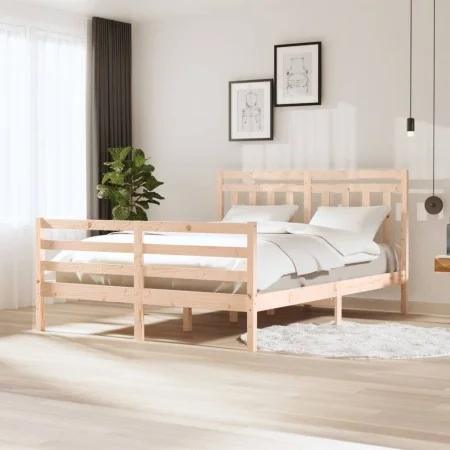 Estructura de cama de madera maciza 150x200 cm de vidaXL, Camas y somieres - Ref: Foro24-3100659, Precio: 144,14 €, Descuento: %