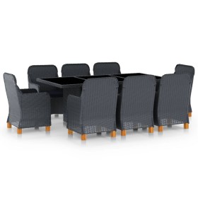 Set comedor jardín 9 pzas cojines ratán sintético gris oscuro en Conjuntos de jardín | Comprar online en Foru.es