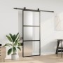 Puerta corredera con herrajes negro 90x205 cm vidrio templado en Puertas | Comprar online en Foru.es