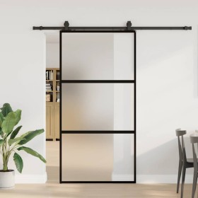 Puerta corredera herrajes negro 102,5x205 cm vidrio templado en Puertas | Comprar online en Foru.es