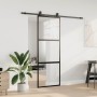 Puerta corredera con herrajes negro 76x205 cm vidrio templado en Puertas | Comprar online en Foru.es