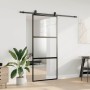 Puerta corredera con herrajes negro 90x205 cm vidrio templado en Puertas | Comprar online en Foru.es