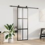 Puerta corredera con herrajes negro 76x205 cm vidrio templado en Puertas | Comprar online en Foru.es