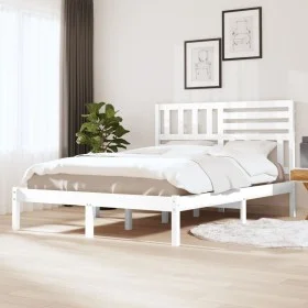 Solid white pine wood bed frame 150x200 cm by vidaXL, Beds and slatted bases - Ref: Foro24-3101029, Price: 145,18 €, Discount: %