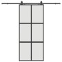 Puerta corredera con herrajes negro 90x205 cm vidrio templado en Puertas | Comprar online en Foru.es
