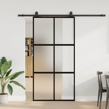 Puerta corredera herrajes negro 102,5x205 cm vidrio templado en Puertas | Comprar online en Foru.es
