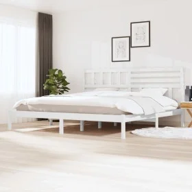 Solid white pine wood bed frame 200x200 cm by vidaXL, Beds and slatted bases - Ref: Foro24-3101044, Price: 160,63 €, Discount: %
