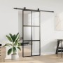 Puerta corredera con herrajes negro 90x205 cm vidrio templado en Puertas | Comprar online en Foru.es