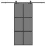 Puerta corredera con herrajes negro 90x205 cm vidrio templado en Puertas | Comprar online en Foru.es