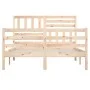 Estructura cama doble pequeña madera maciza 135x190 cm de vidaXL, Camas y somieres - Ref: Foro24-3101063, Precio: 136,60 €, D...