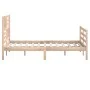 Estructura cama doble pequeña madera maciza 135x190 cm de vidaXL, Camas y somieres - Ref: Foro24-3101063, Precio: 136,60 €, D...