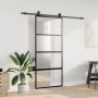 Puerta corredera con herrajes negro 90x205 cm vidrio templado en Puertas | Comprar online en Foru.es