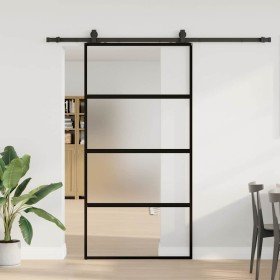 Puerta corredera herrajes negro 102,5x205 cm vidrio templado en Puertas | Comprar online en Foru.es