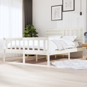 Estructura de cama de madera maciza blanca 160x200 cm de vidaXL, Camas y somieres - Ref: Foro24-3101164, Precio: 163,43 €, De...