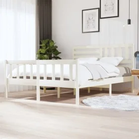 White solid wood bed frame 160x200 cm by vidaXL, Beds and slatted bases - Ref: Foro24-3101164, Price: 161,31 €, Discount: %