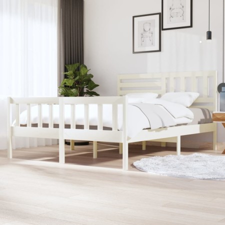 Estructura de cama de madera maciza blanca 160x200 cm de vidaXL, Camas y somieres - Ref: Foro24-3101164, Precio: 163,43 €, De...