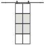 Puerta corredera con herrajes negro 76x205 cm vidrio templado en Puertas | Comprar online en Foru.es