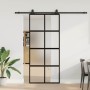 Puerta corredera con herrajes negro 90x205 cm vidrio templado en Puertas | Comprar online en Foru.es