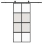 Puerta corredera con herrajes negro 90x205 cm vidrio templado en Puertas | Comprar online en Foru.es
