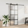 Puerta corredera con herrajes negro 90x205 cm vidrio templado en Puertas | Comprar online en Foru.es
