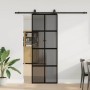 Puerta corredera con herrajes negro 76x205 cm vidrio templado en Puertas | Comprar online en Foru.es