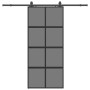 Puerta corredera con herrajes negro 90x205 cm vidrio templado en Puertas | Comprar online en Foru.es