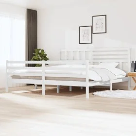 Super king white solid wood bed frame 180x200 cm by vidaXL, Beds and slatted bases - Ref: Foro24-3101104, Price: 171,78 €, Di...